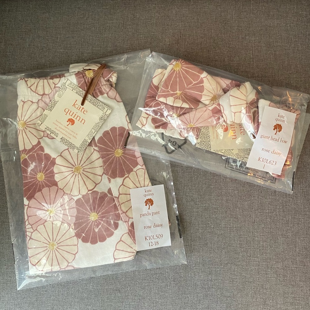Kate Quinn Cotton Rose Daisy Panda Pants and Bow